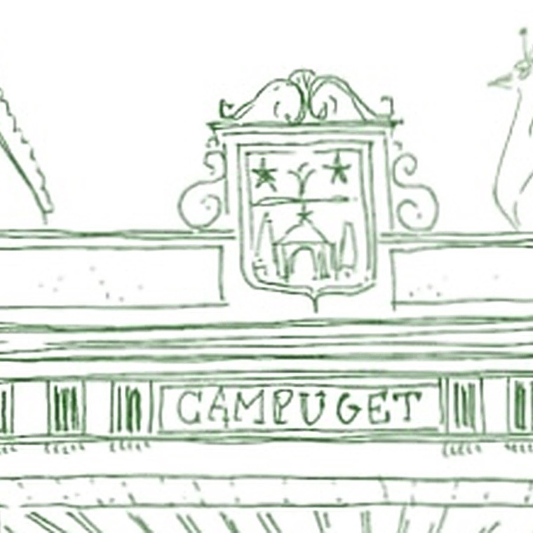 Dessin de la porte de Campuget figurant sur le faire-part